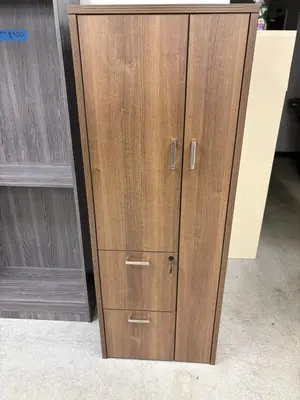 Brand new Cherryman Modern walnut wardrobe cabinet at Peach State Office Furniture, Atlanta