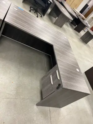 5 Foot L shaped desk with Drawers and Key at Peach State Office Furniture, Atlanta